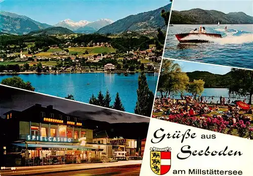 AK / Ansichtskarte  Seeboden_Millstaettersee_Kaernten_AT Panorama Bootspartie Liegewiese Spielcasino