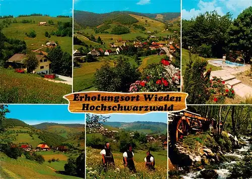 AK / Ansichtskarte  Wieden_Schwarzwald Orts und Teilansichten Panorama Wasserrad Schwimmbad