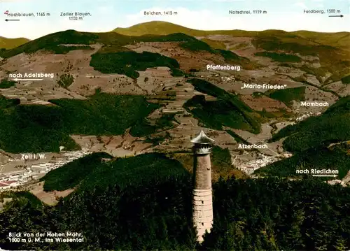 AK / Ansichtskarte  Zell_Wiesental Blick von der Hohen Moehr mit Aussichtsturm