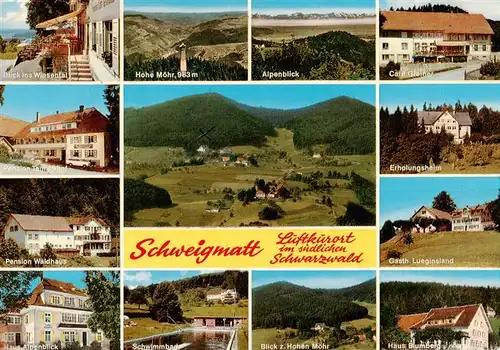 AK / Ansichtskarte 73923122 Schweigmatt_Schopfheim Wiesentalblick Hohe Moehr Alpenblick Gafe Greiner Pension Tannenhof Pension Waldhaus Erholungshem Gasthof Lueginsland Haus Alpenblick Schwimmbad Haus Blumberg