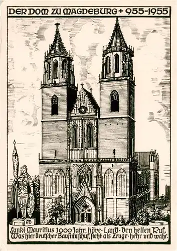 AK / Ansichtskarte  Magdeburg Der Dom Sankt Mauritius Zeichnung