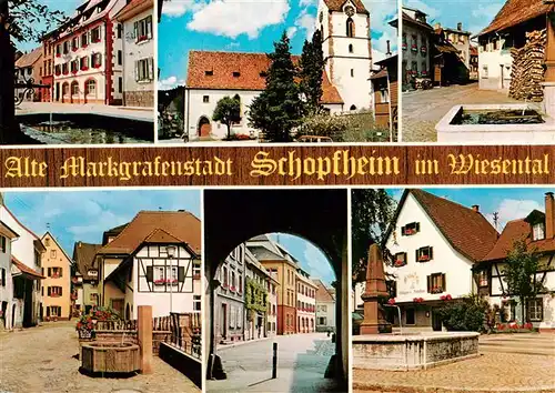 AK / Ansichtskarte 73923144 Schopfheim Brunnen Kirche Ortspartien