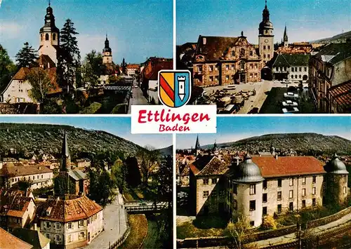 AK / Ansichtskarte 73923182 Ettlingen Altes Schloss Panorama Bruecke Rathaus 