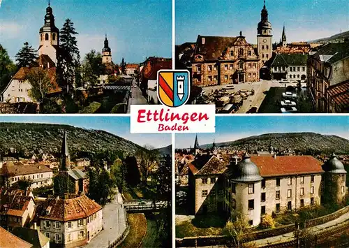 AK / Ansichtskarte  Ettlingen Altes Schloss Panorama Bruecke Rathaus 