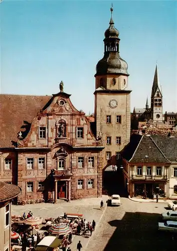 AK / Ansichtskarte 73923195 Ettlingen Rathaus Turm Marktplatz Kirche