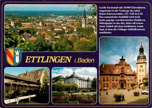 AK / Ansichtskarte  Ettlingen Stadtpanorama Marktplatz Rathaus Holzbruecke