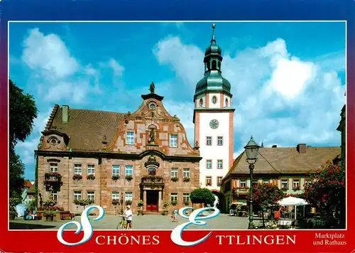 AK / Ansichtskarte  Ettlingen Rathaus und Marktplatz