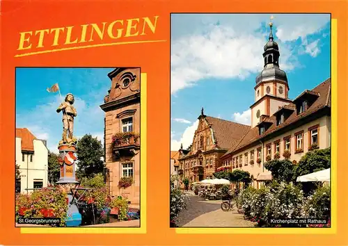 AK / Ansichtskarte  Ettlingen Brunnen Marktplatz Rathaus Turm