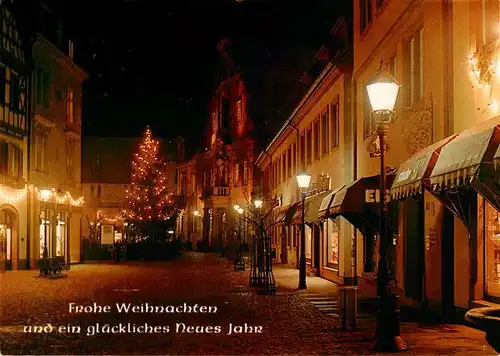 AK / Ansichtskarte 73923203 Ettlingen Weihnachts- und Neujahrskarte Stadtzentrum unter Beleuchtung Nachtaufnahme