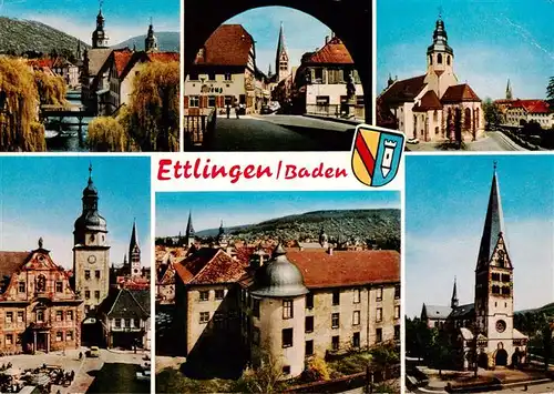 AK / Ansichtskarte  Ettlingen Motive Stadtzentrum Rathaus Kirche