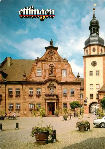 AK / Ansichtskarte 73923215 Ettlingen Marktplatz Rathaus Turm