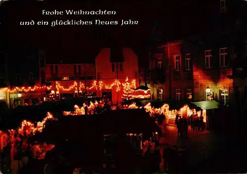 AK / Ansichtskarte  Ettlingen Weihnachts- und Neujahrskarte Weihnachtsmarkt Marktplatz Nachtaufnahme