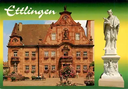 AK / Ansichtskarte  Ettlingen Rathaus Barockfassade Denkmal Statue