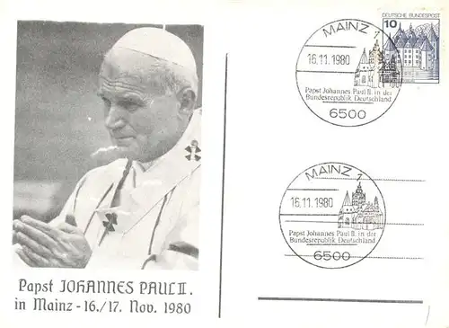AK / Ansichtskarte 73923311 Papst_Pope_Pape Johannes Paul 2 in Mainz 