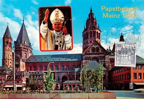 AK / Ansichtskarte 73923312 Papst_Pope_Pape Papstbesuch Mainz Dom 41980
