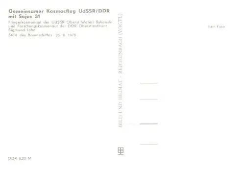 AK / Ansichtskarte  Raumfahrt_Space_Spatial Kosmosflug UdssR/DDR Sojus 31