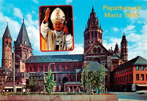AK / Ansichtskarte 73923358 Papst_Pope_Pape Papstbesuch Mainz Dom 