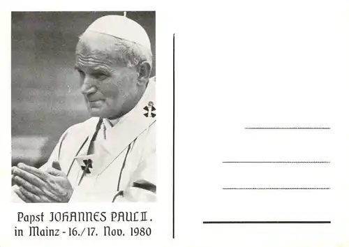 AK / Ansichtskarte 73923360 Papst_Pope_Pape Johannes Paul 2 in Mainz 