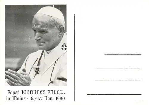 AK / Ansichtskarte 73923361 Papst_Pope_Pape Johannes Paul 2 in Mainz