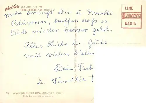 AK / Ansichtskarte  Mecki_Nr. Nr.302 Diehl-Film HoeR ZUHerzlichen Glueckwunsch 