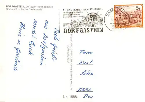 AK / Ansichtskarte  Dorfgastein_AT Fliegeraufnahme mit Stubnerkogel und Zittauertisch