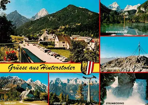 AK / Ansichtskarte  Hinterstoder_Oberoesterreich_AT Panorama Dietlgut Schiederweiher Gipfelkreuz Hoesslift Strumboding