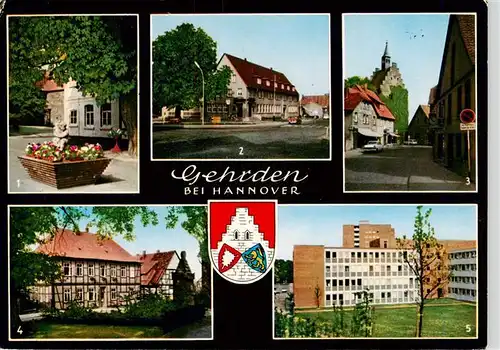 AK / Ansichtskarte 73923504 Gehrden__Hannover Brunnen Sparkasse Post Margarethen Kirche Rathaus Kriegerdenkmal Robert Koch Krankenhaus