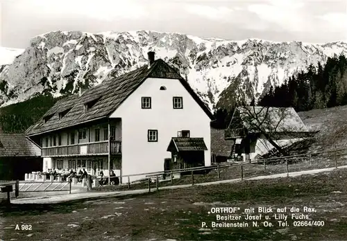 AK / Ansichtskarte  Breitenstein_Semmering_AT Orthof mit Blick auf die Rax