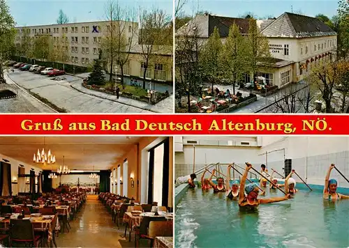 AK / Ansichtskarte 73923632 Bad_Deutsch-Altenburg_Niederoesterreich_AT Neues Kurhaus Altes Kurhaus Speisesaal Bewegungsbecken