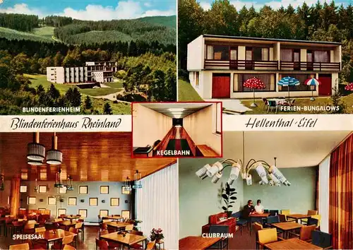 AK / Ansichtskarte  Hellenthal_Eifel Blindenferienhaus Rheinland Kegelbahn Ferien Bungalows Speisesaal Clubraum