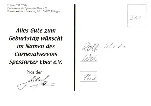 AK / Ansichtskarte  Ettlingen Carnevalverein Spessarter Eber Jugend 2004