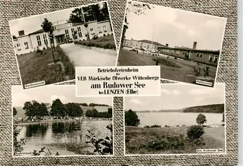 AK / Ansichtskarte  Lenzen_Elbe Betriebsferieheim VEB Maerkische oelwerke Wittenberge Vorderansicht Hofansicht Badestrand Am Rodowerk See