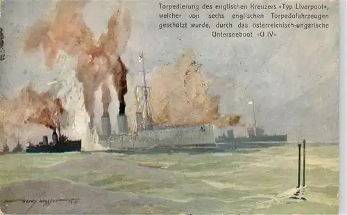 AK / Ansichtskarte 73923791 Dessau-Rosslau Kriegsflotte Flottenbund Deutscher Frauen Ortsgruppe Dessau Torpedierung des englischen Kreuzers Typ Liverpool