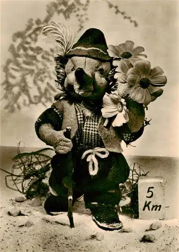 AK / Ansichtskarte 73923988 Puppe_Doll_Poupee_Kinderspielzeug Igelkarten-Serie Igel Blumen