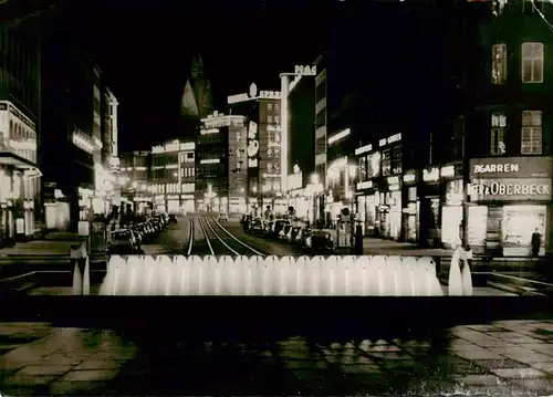 AK / Ansichtskarte 73924018 Hannover Bahnhofstrasse bei Nacht Neuer Brunnen Turm der Marktkirche