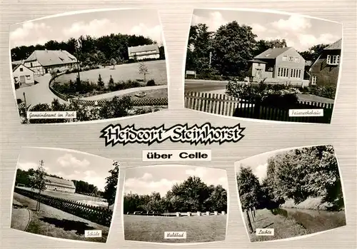 AK / Ansichtskarte 73924021 Steinhorst_Niedersachsen Gemeindeamt im Park Feuerwehrhaus Schule Waldbad Lachte