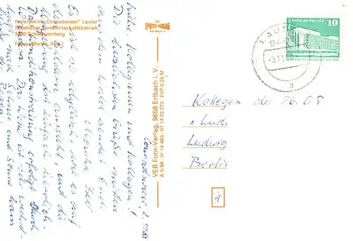 AK / Ansichtskarte  Schwarzenberg__Erzgebirge Ferienheim Conradwiese Lauter Gastraeume