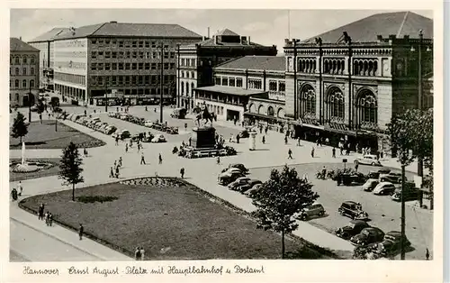 AK / Ansichtskarte  Hannover Ernst August Platz mit Hauptbahnhof und Postamt