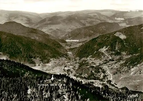 AK / Ansichtskarte  Todtmoos Fliegeraufnahme mit Blick auf Todtnau Geschwend Praegtal und Hochkopf