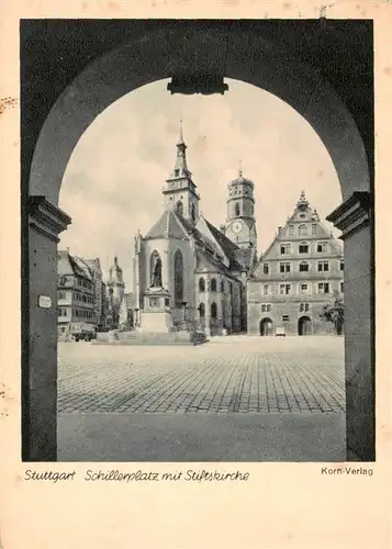 AK / Ansichtskarte 73924119 Stuttgart Schillerplatz mit Stiftskirche