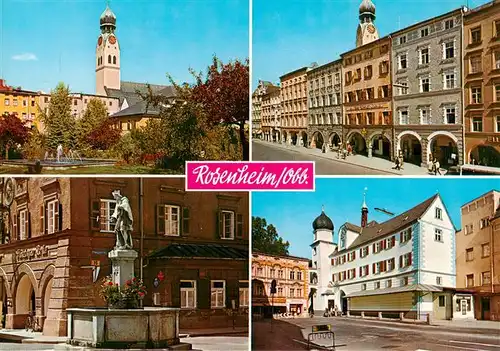 AK / Ansichtskarte 73924128 Rosenheim__Bayern Park Kirche Brunnen Ortspartie