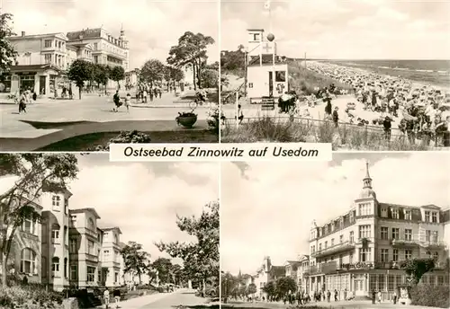 AK / Ansichtskarte  Zinnowitz_Ostseebad Karl Marx Strasse Hauptzugang zum Strand Promenade Heim Glueck auf