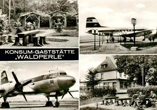 AK / Ansichtskarte  Langenbernsdorf Park Konsum Gaststaette Waldperle Interflug Verkehrsflugzeuge