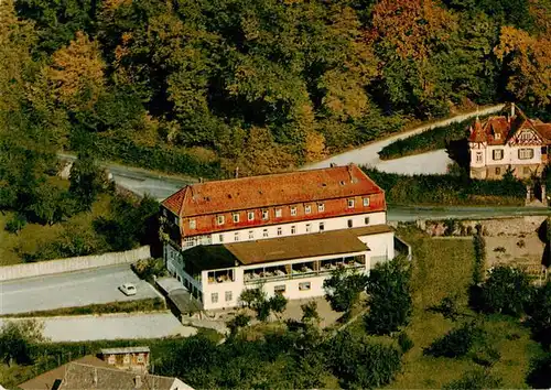 AK / Ansichtskarte 73924228 Schoenau_Gemuenden Gaststaette Cafe Zum alten Forsthaus Fliegeraufnahme