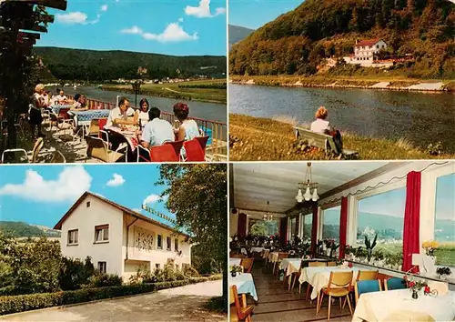 AK / Ansichtskarte 73924258 Neckarsteinach Terrassencafe Restaurant Terrasse Neckarpartie