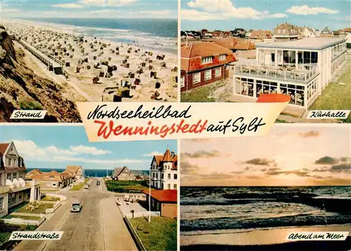 AK / Ansichtskarte 73924434 Wenningstedt_Sylt Strand Kurhalle Strandstrasse Abend am Meer