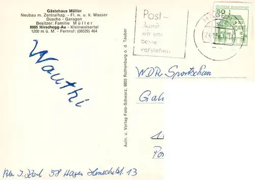 AK / Ansichtskarte 73924496 Hirschegg_Kleinwalsertal_Vorarlberg_AT Gaestehaus Mueller Winterpanorama