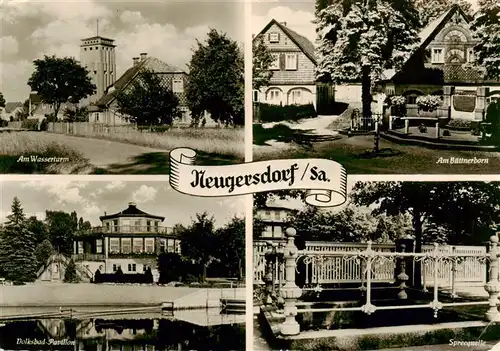 AK / Ansichtskarte  Neugersdorf_Sachsen Am Wasserturm Am Buettnerborn Volksbad Pavillon Spreequelle