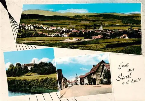 AK / Ansichtskarte  Saal_Saale_Bayern Panorama Kirche Strassenpartie