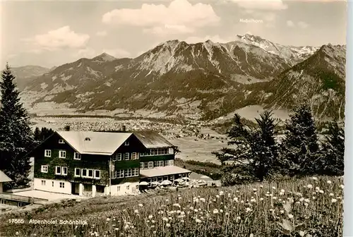 AK / Ansichtskarte 73924655 Oberstdorf Alpenhotel Schoenblick bei der Soellereckbahn Bergstation